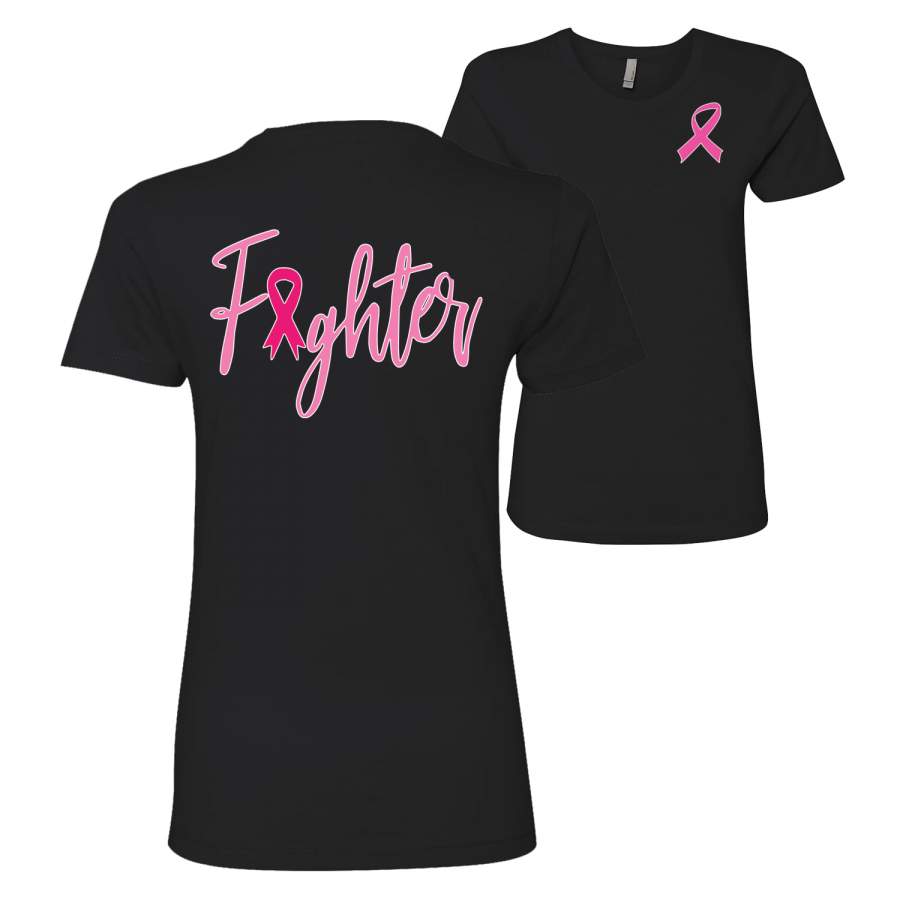 Fighter Breast Cancer Survivor Breast Cancer Awareness Front and Back Womens Premium Graphic T-Shirt