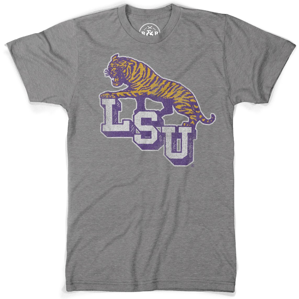 B&B Dry Goods Lsu Tigers 68 Tiger Steps Tri-Blend T-Shirt – Grey