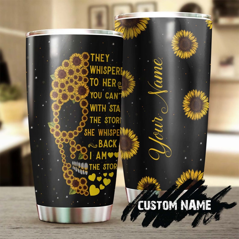 Skull Whisper I Am The Storm Personalized Tumbler-Skull Tumbler-Skull Birthday Gift Christmas Gift For Her Mother’S Day Gift For Mom