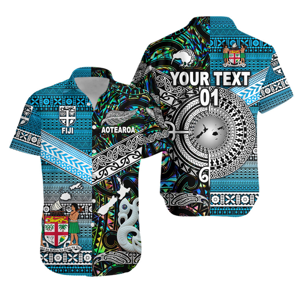 (Custom Personalised) New Zealand Maori Aotearoa Fiji Tapa Together Hawaiian Shirt – Paua Shell, Custom Text And Number Lt8