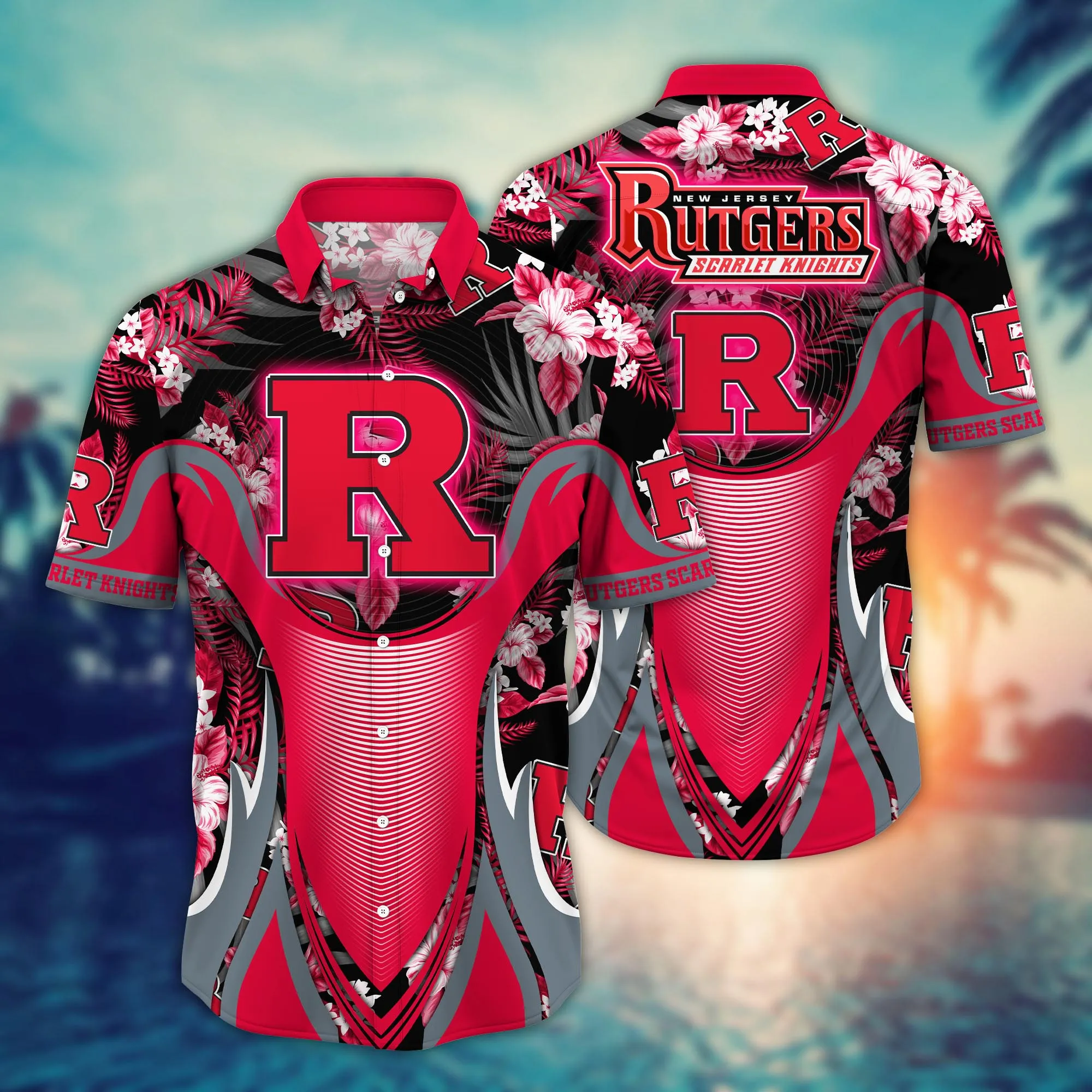 Rutgers Scarlet Knights Hawaiian Shirt Sunlit Aloha Shirt