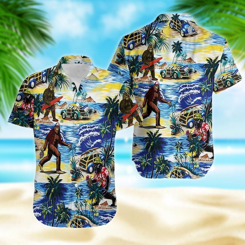 Tropical Bigfoot On Hawaiian Vacation Aloha Shirts Dh Ha5597