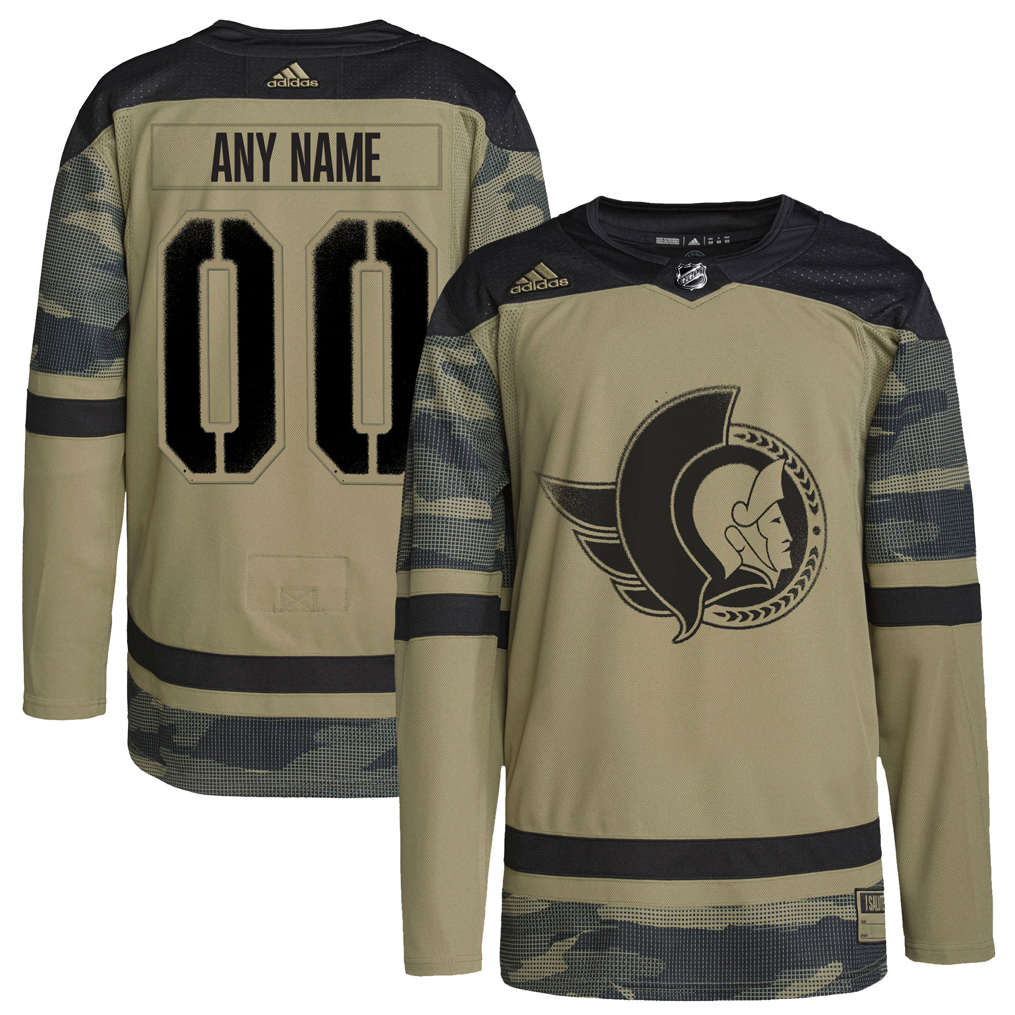 Men's Ottawa Senators adidas Camo Military Appreciation Team Authentic Custom Practice Jersey