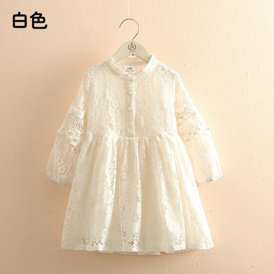 2022 Spring Autumn 3 4 6 8 10 to 12 Years Child England Style Princess Pearl Lace Knee Length Kids Baby Girl Long Sleeve Dress alx