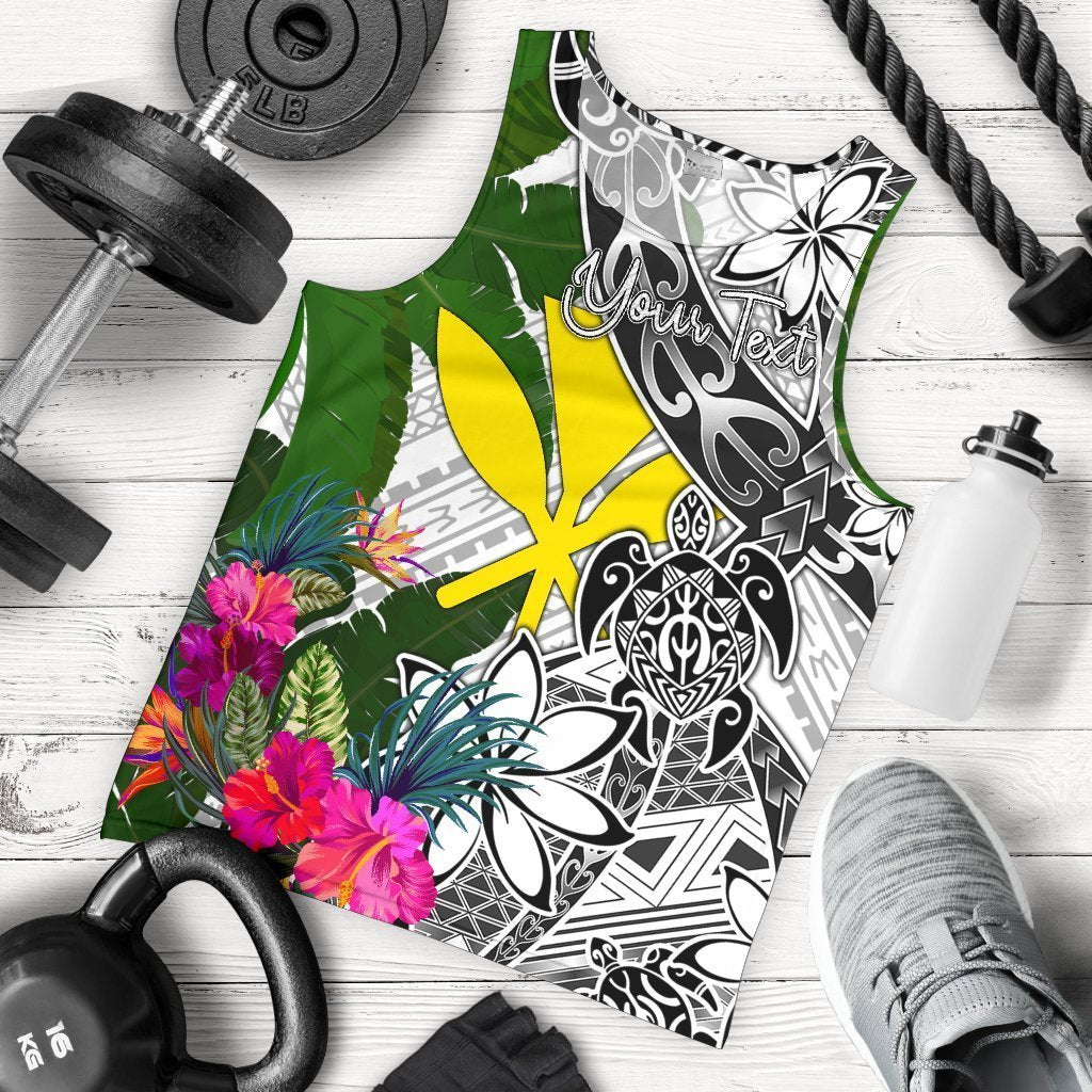 Hawaiian Custom Personalised Tank Top White Turtle Plumeria Banana Leaf Ha89611