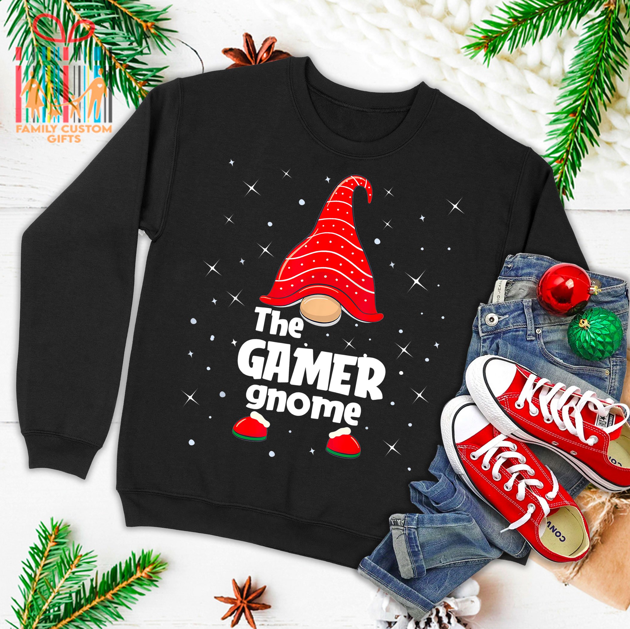 Gamer Gnome Family Matching Christmas Funny Gift Pajama Ugly Christmas Sweater 2023 T-Shirt