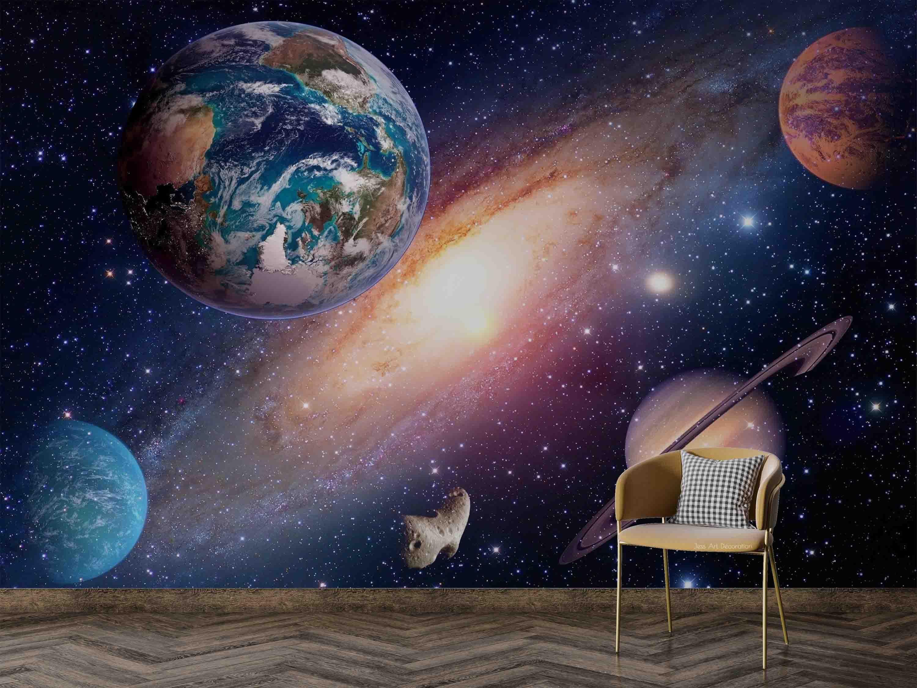 3D Space Earth Planet Nebula Wall Mural Wallpaper Gd 2184