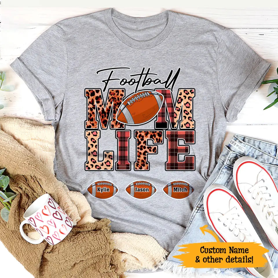 Football Mama Gift For Mom Sport Mom Custom Kid’S Name Personalized Mother’S Day Shirt Long Sleeve Hoodie