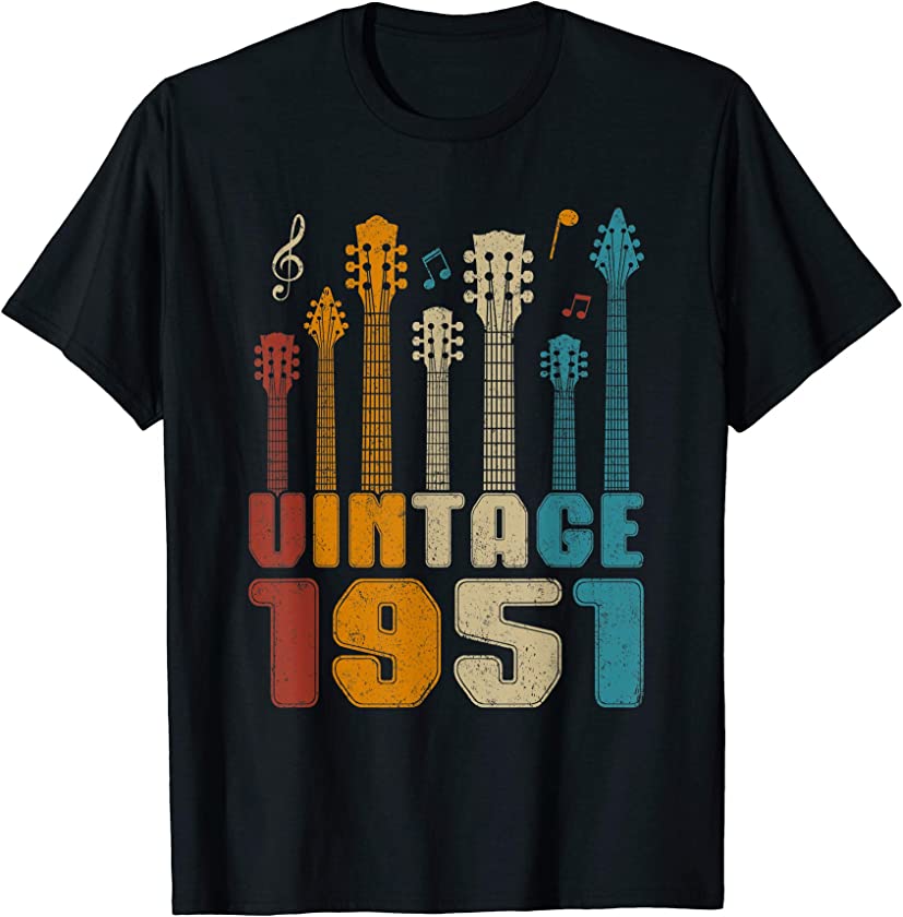 69th Birthday Gifts Vintage 1951 Tee Guitarist Guitar Lovers T-Shirt