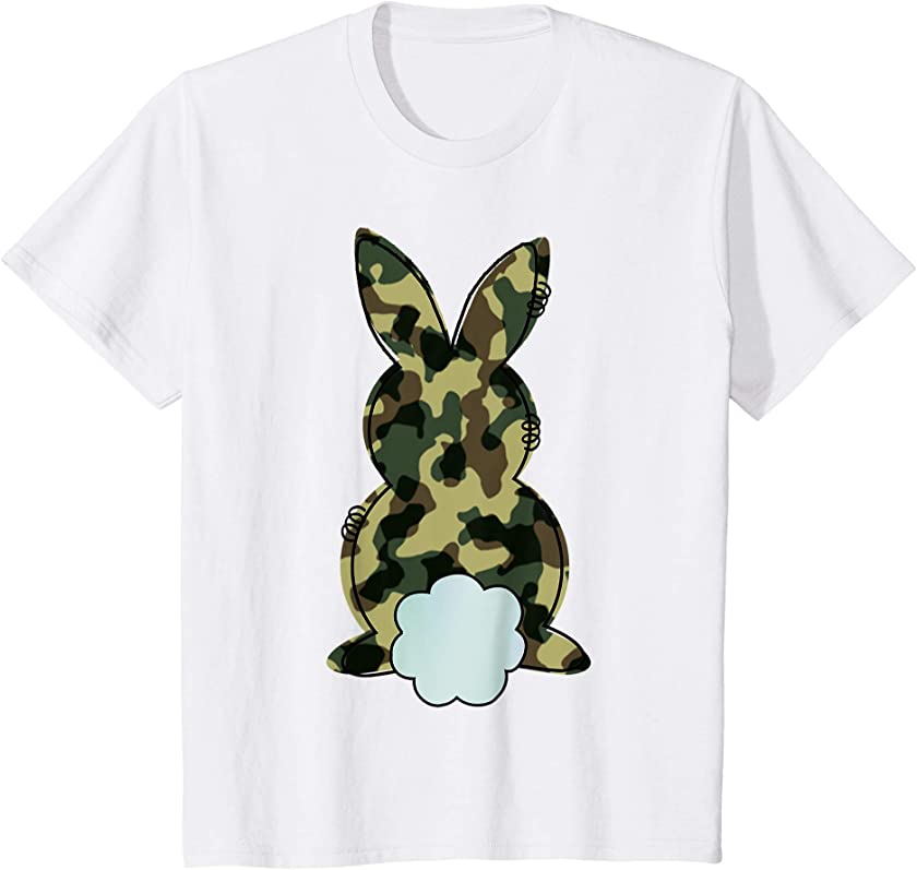 Kids Toddler Baby Little Boys Cute Funny Easter Bunny Camouflage T-Shirt