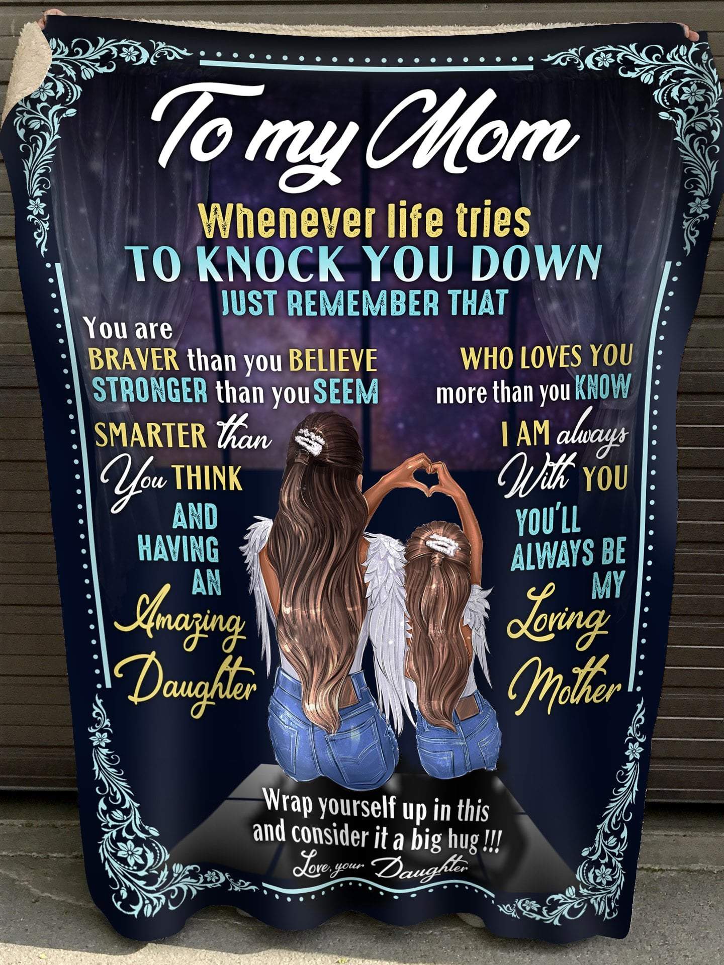 To My Mom Whenever Life Tries To Knock You Down Just Remember That, Fleece Blanket – Quilt Blanket, Mother’s Day Gift From Daughter To Mom, Home Decor Bedding Couch Sofa Soft and Comfy Cozy