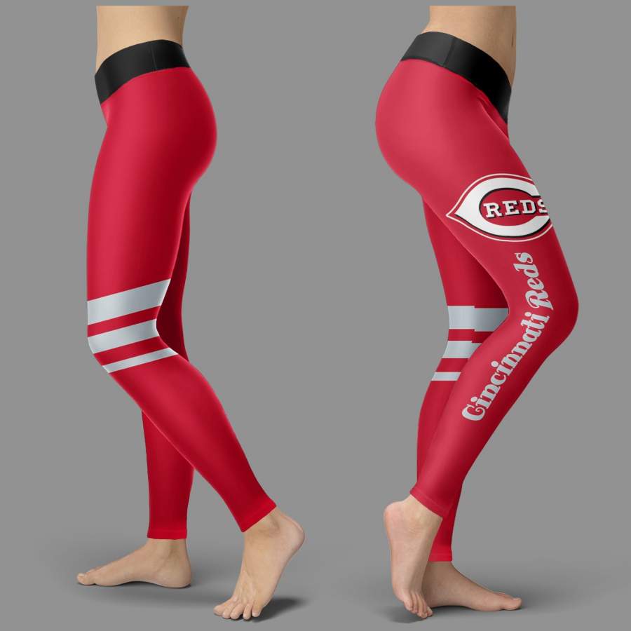 Through Great Logo Spread Body Striped Circle Cincinnati Reds Leggings