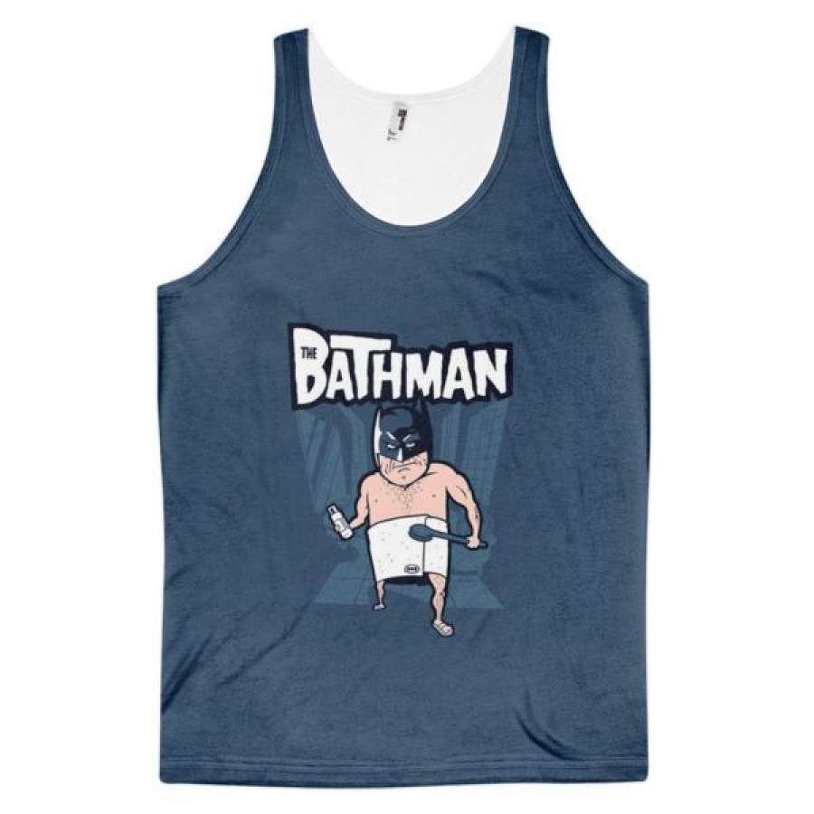 Bathman Batman Spoof Funny Cartoon Comics Dye Sublimation All Over Print 3D Full Print Cotton Polyester Unisex Novelty Navy Blue Tank Top