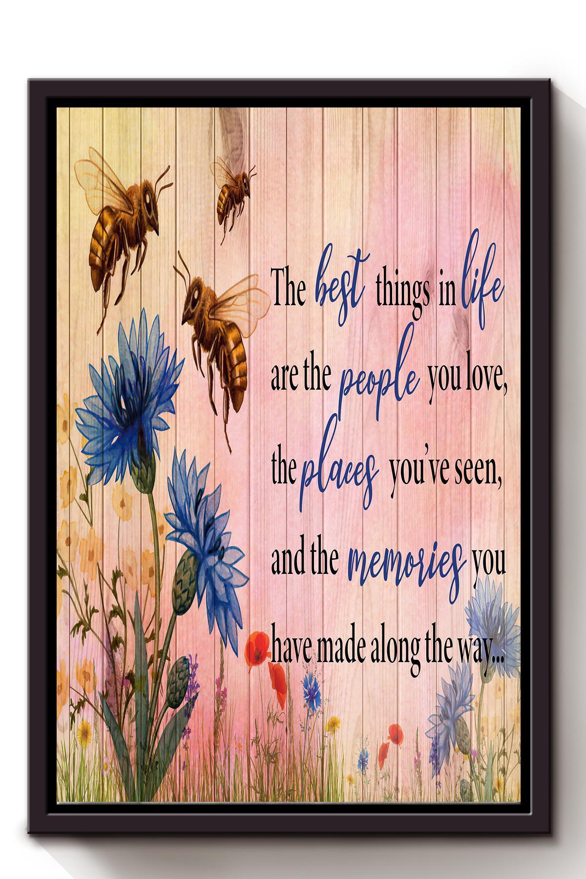 The Best Things In Life Thankful Quote Wall Art Gift For Bee Lover Home Decor Gardener Framed Canvas