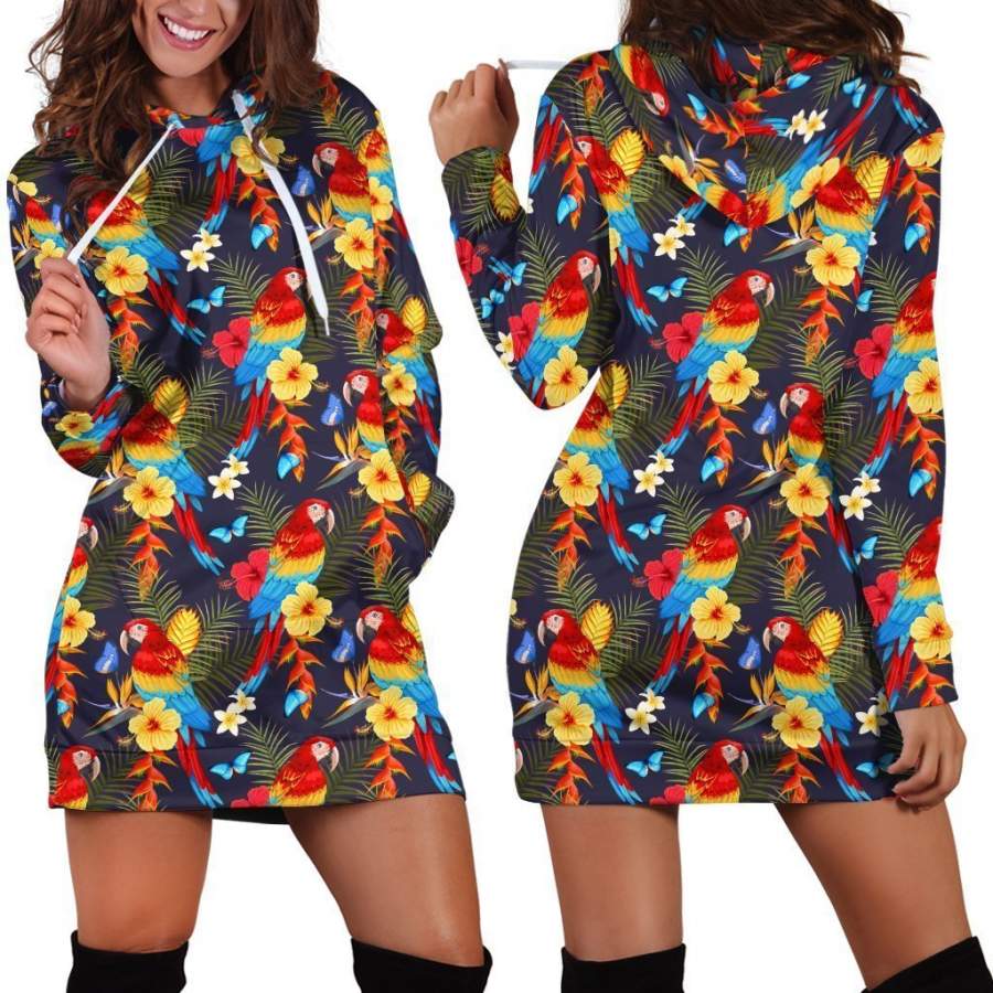 All Over Printing Scarlet Macaw Hoodie Dress