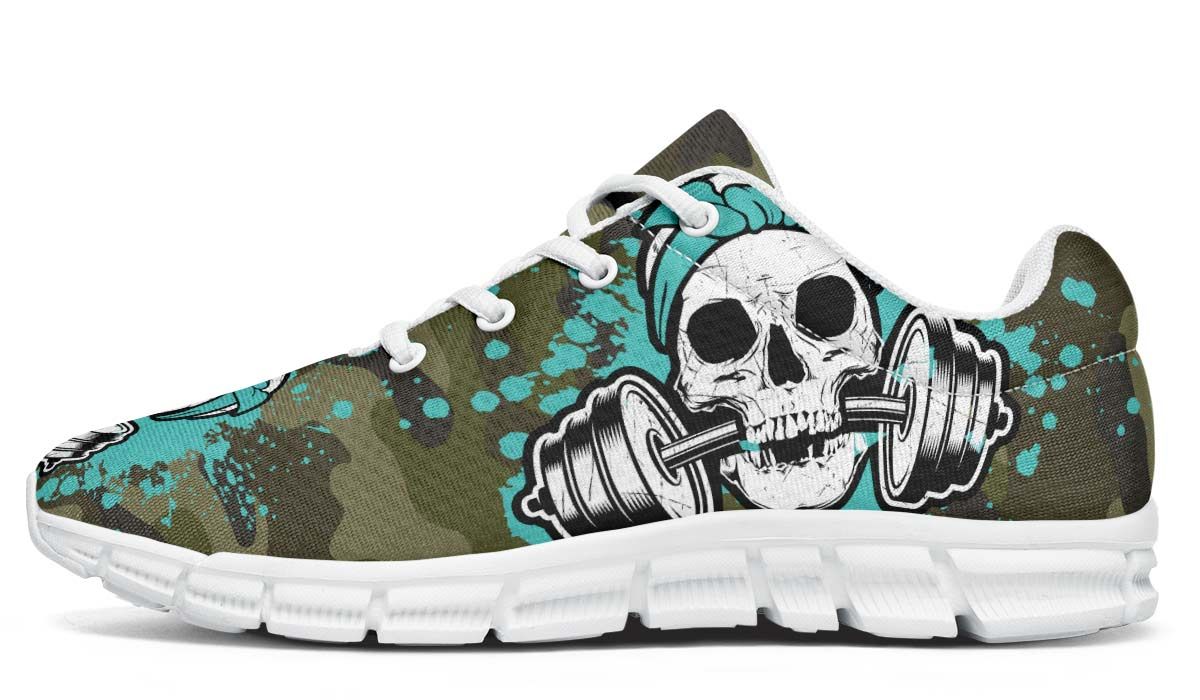 Camoturquoise Splat Skull Breathable Sneakers Custom Shoes V81