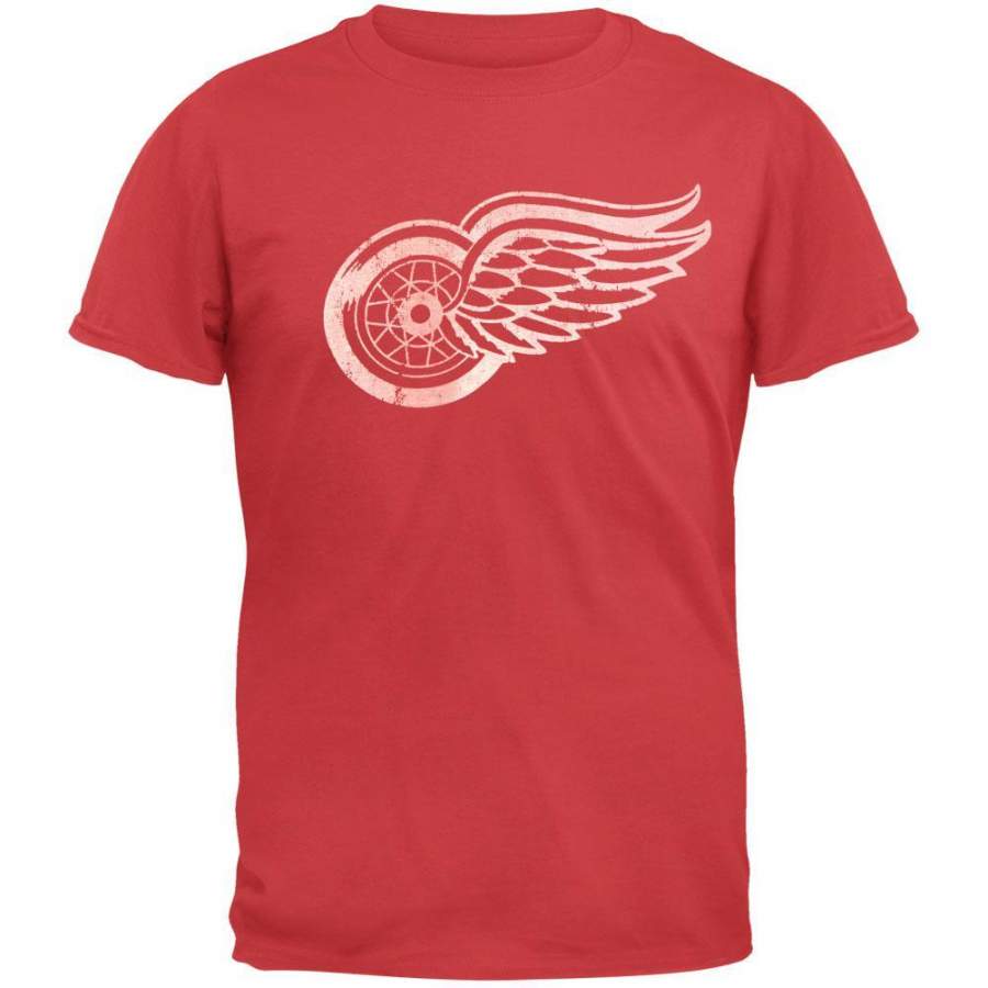 Detroit Red Wings – Logo Brass Tacks Soft Red Adult T-Shirt