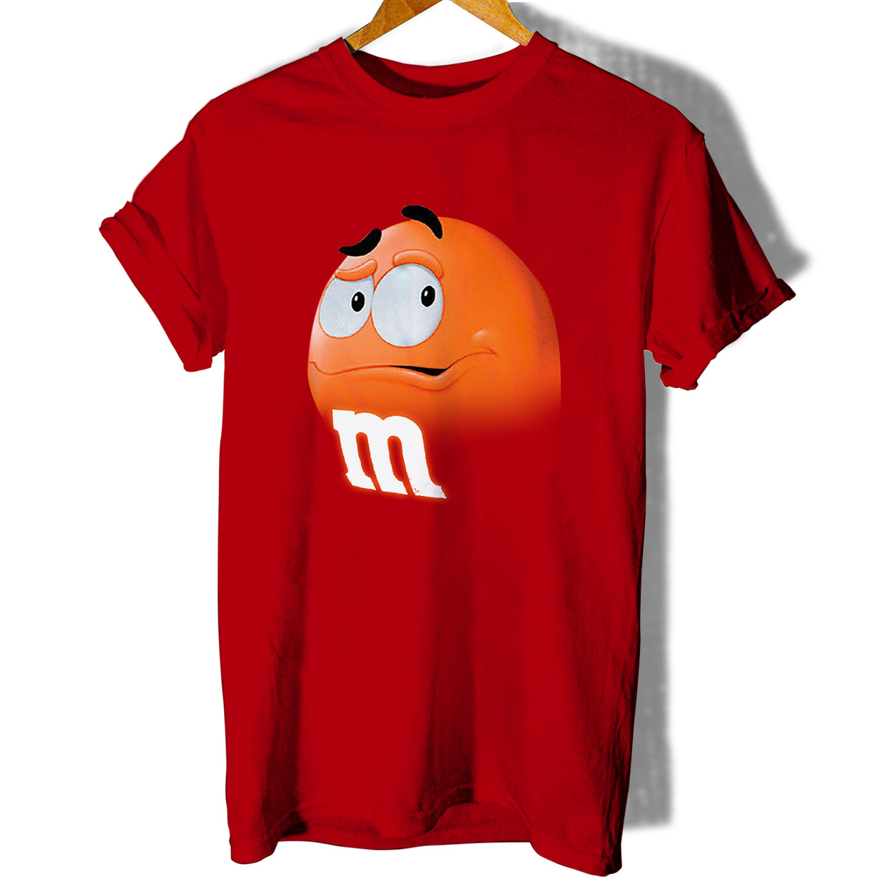 M N M Face Chocolate Candy Orange Women T-Shirt