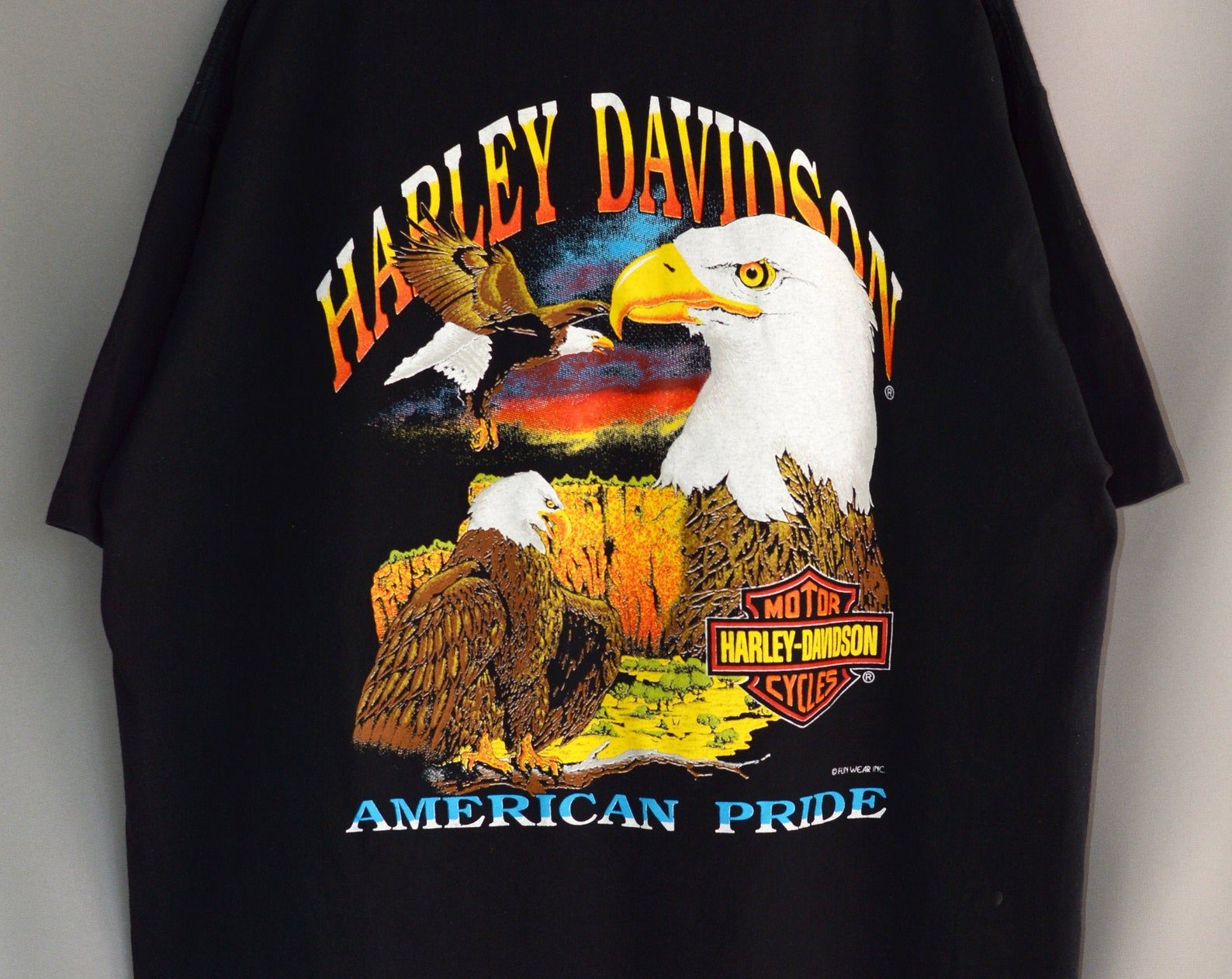 Vtg 90S Harley Davidson American Pride Funwear Inc T-Shirt