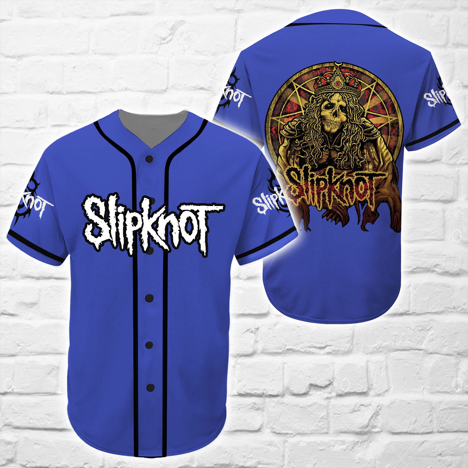 Slipknot Baseball Tee Jersey Shirt Blue Unisex Men Women