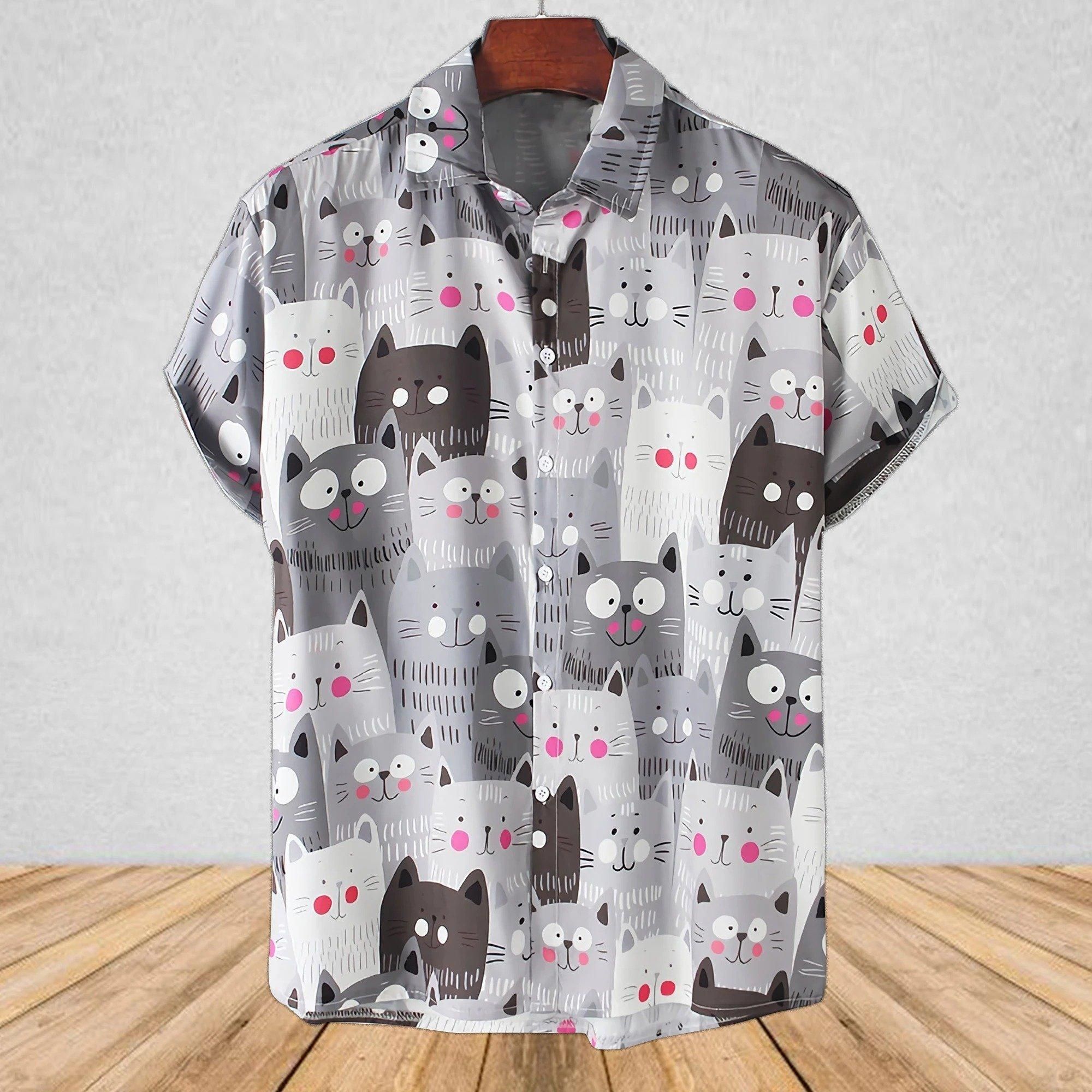 Cartoon Cat Aloha Hawaii Shirt Colorful Short Sleeve Summer Beach Casual For Men And Women Ha59709