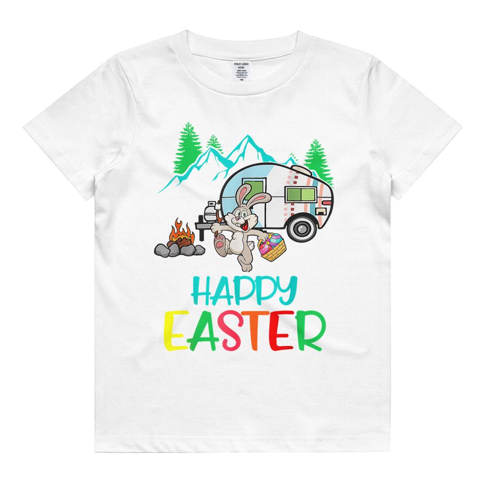 Camping Shirt Happy Easter Day Bunny Eggs Gift Kids T Shirt