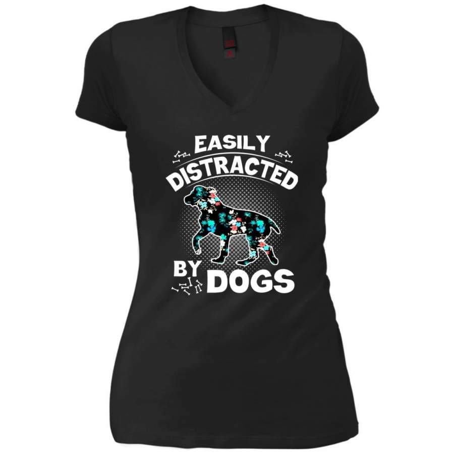 AGR Easily Distracted By Dogs Shirt V-Neck