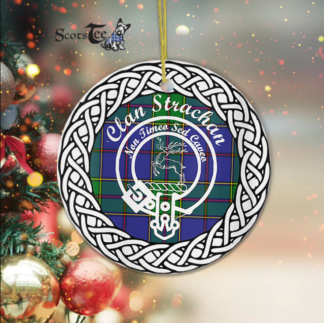 Strachan Clan Tartan Plaid Crest Badge Plaid Ornament Gift. Christmas Tree Ornament Tartan Ornament Great Christmas Ornaments Gift