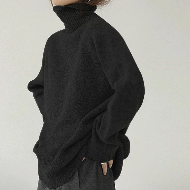 WYWM Turtle Neck Cashmere Sweater Women Korean Style Loose Warm Knitted Pullover 2021 Winter Outwear Lazy Oaf Female Jumpers alx