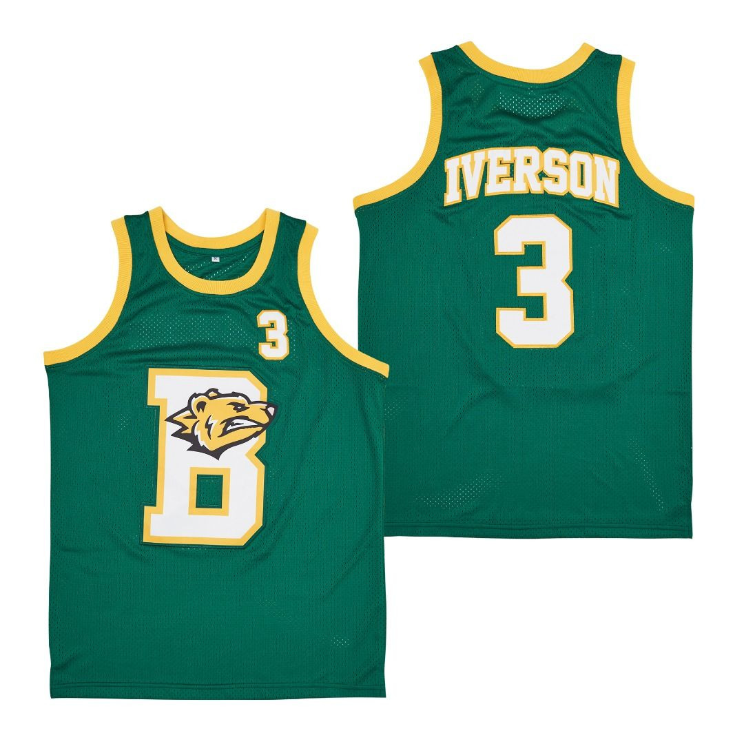 Bethel High School Allen Iverson #3 NBA Player Green Jersey Gift For Bethel Fans