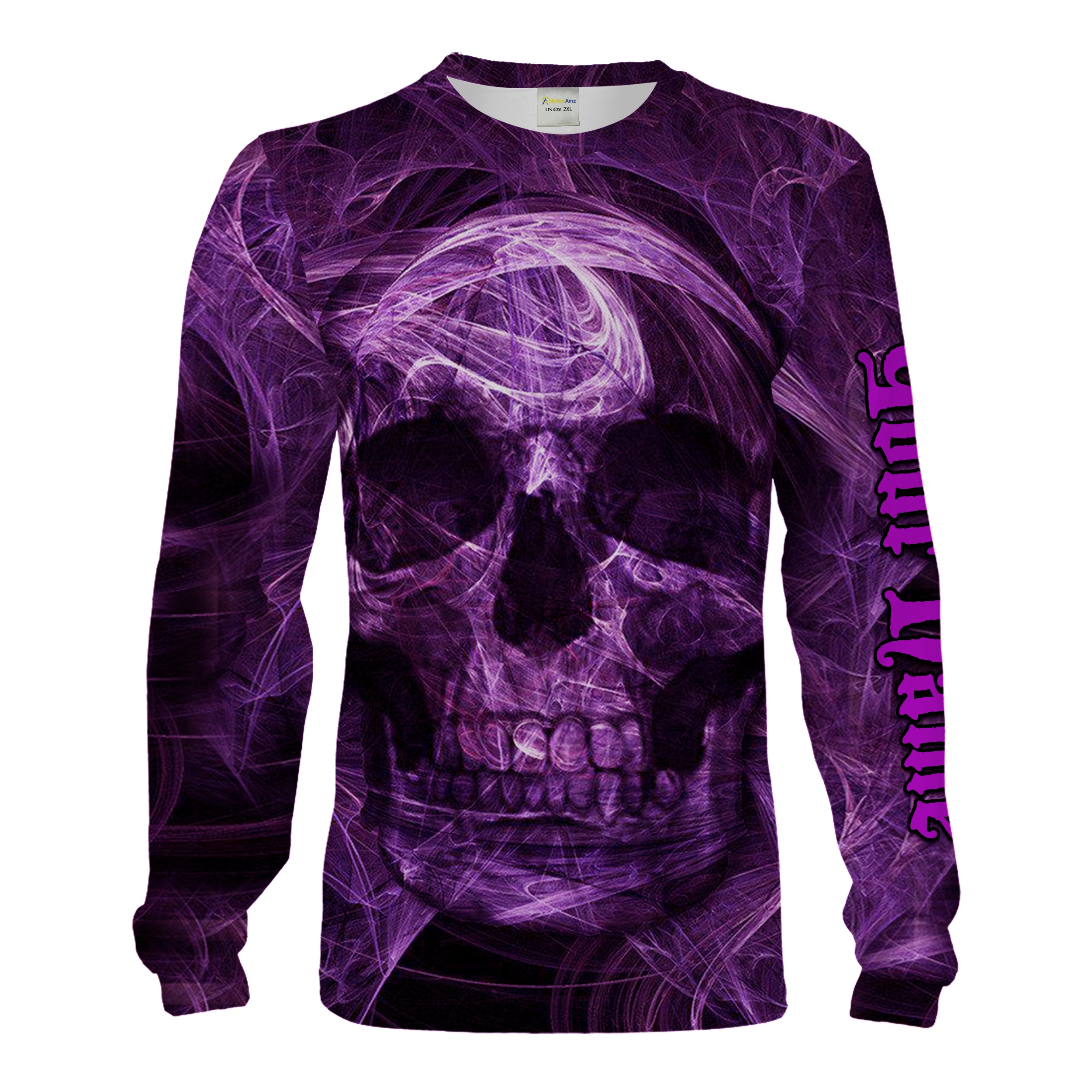 Purple Skull All over printed Pullover Sweatshirt, Long sleeve, Hoodie Personalized Skull shirt for Men, Women Chipteeamz FSD1746