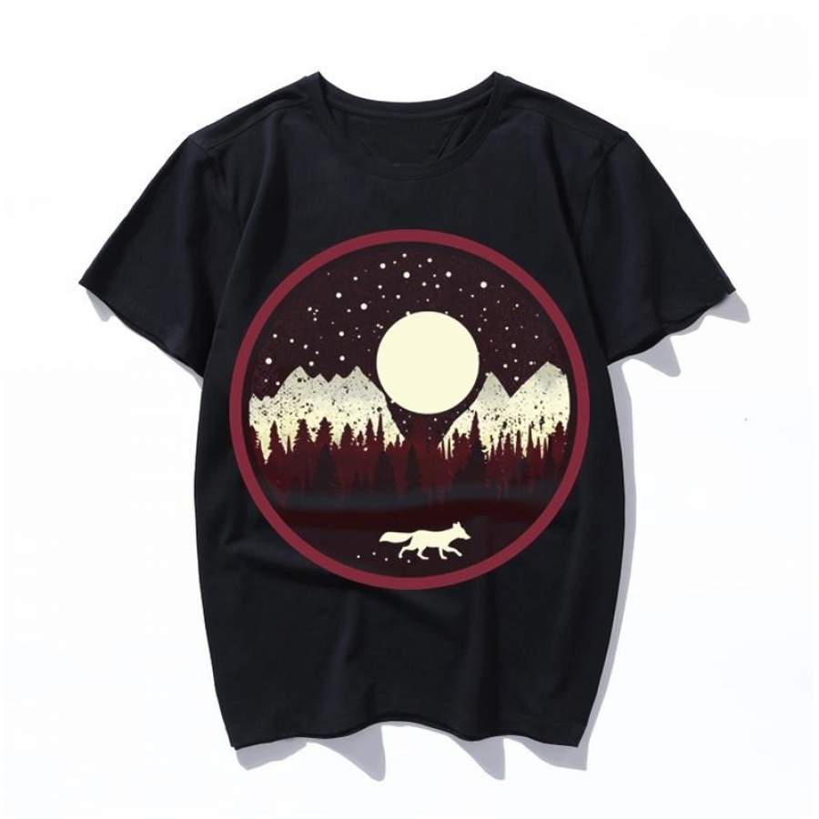 mountains fox Hip Hop Men’s T Shirts Summer Brand Casual O-Neck Short Sleeve T-shirt Mens Funny Printed Mens Tee Shirts