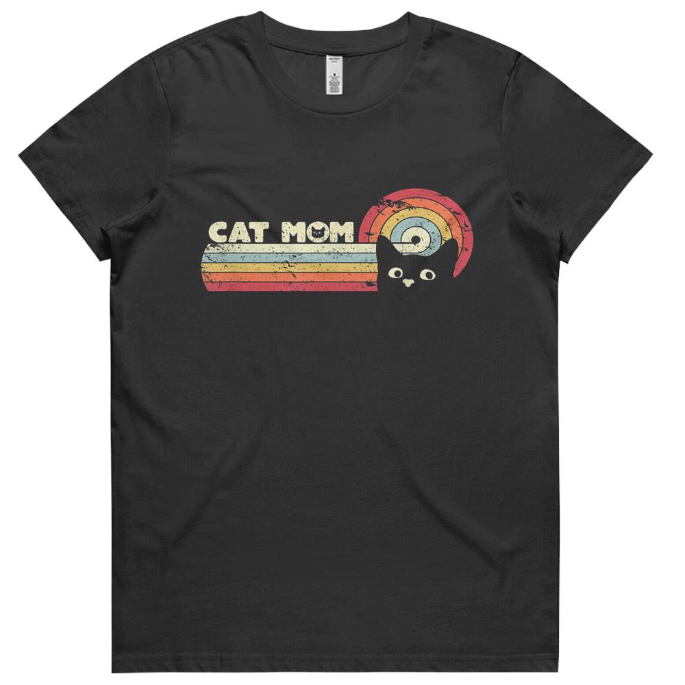 Cat Mom Shirt. Retro Kitten Womens Tshirts