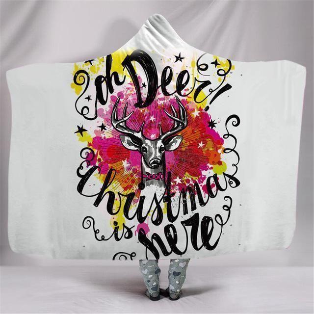 X-Mas Oh Deer Here Hooded Blanket Christmas Decoration Ideas