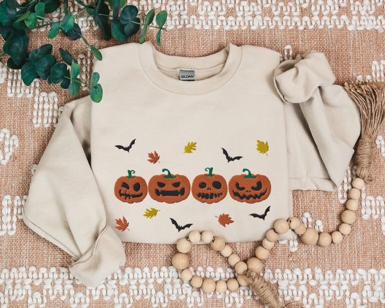 Halloween Thanksgiving Embroidered Sweatshirt 2D Crewneck Sweatshirt All Over Print Sweatshirt For Women Sweatshirt For Men Sws3168