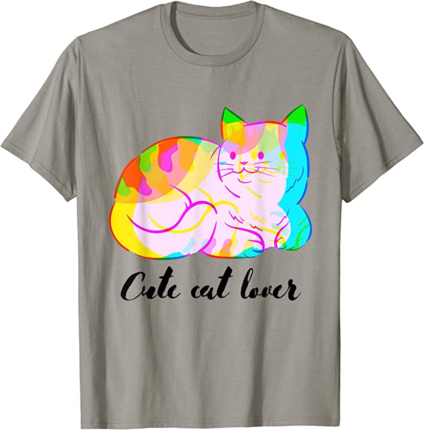 Cute colorful cat lover Funny, cute cat kitten lover T-Shirt