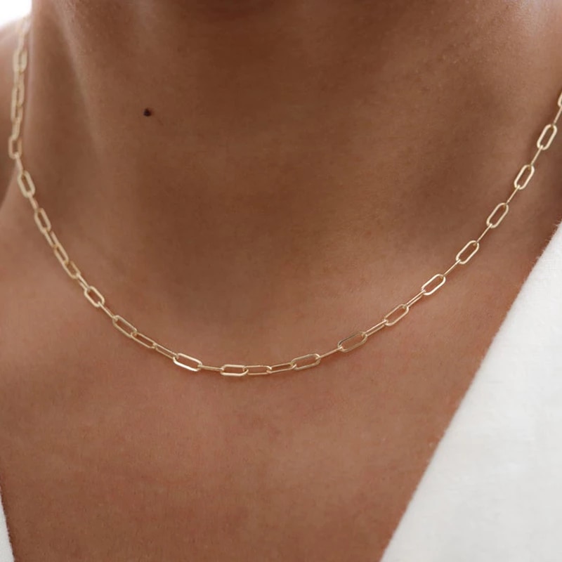 14K Gold Filled Necklace Handmade Gold Choker Boho Chain Collier Femme Kolye Collares Women Jewelry Necklace for Women alx