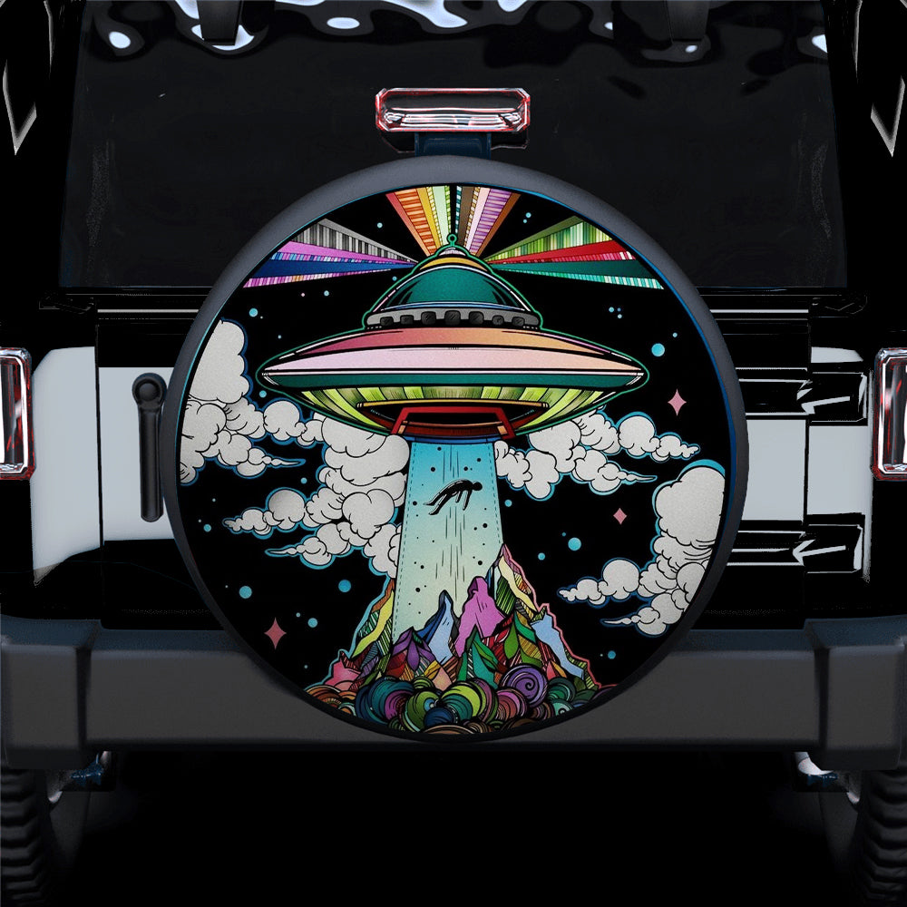 Funny Ufo Art Jeep Car Spare Tire Cover Gift For Campers