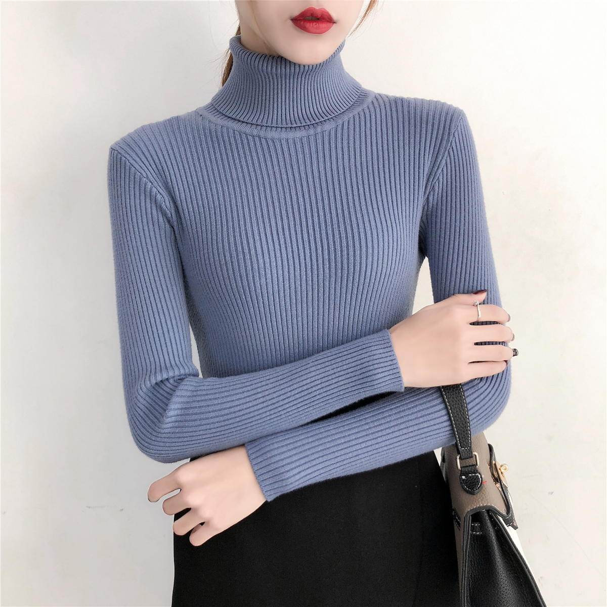 Autumn Winter Clothes Women Turtleneck Sweaters Fashion 2022 Women Knit Sweater Women Sweaters and Pullovers Solid 6047 50 alx