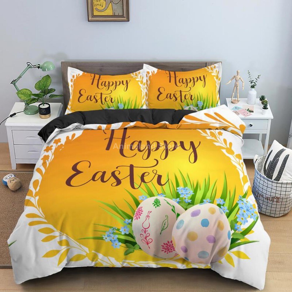 Bunny Egg 3D Digital Print Happy Easter Day Custom Bedding Set Queen King Duvet Cover Set Bedspread