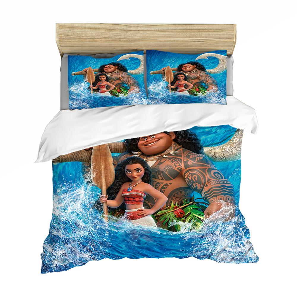 3D Cartoon Moana Maui Ocean Bedding Set Queen King Size Bedding Set Children Kids Girls And Boys Gifts Duvet Cover Pillowcases