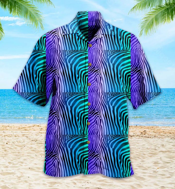 Purple Zebra Blue Hawaii Shirt Ha10037