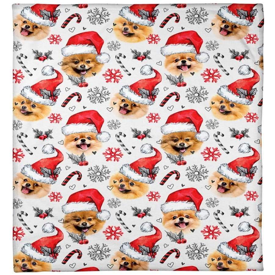 Merry Christmas Snowflake Candy Cane Custom Dog Fleece Blanket #HL