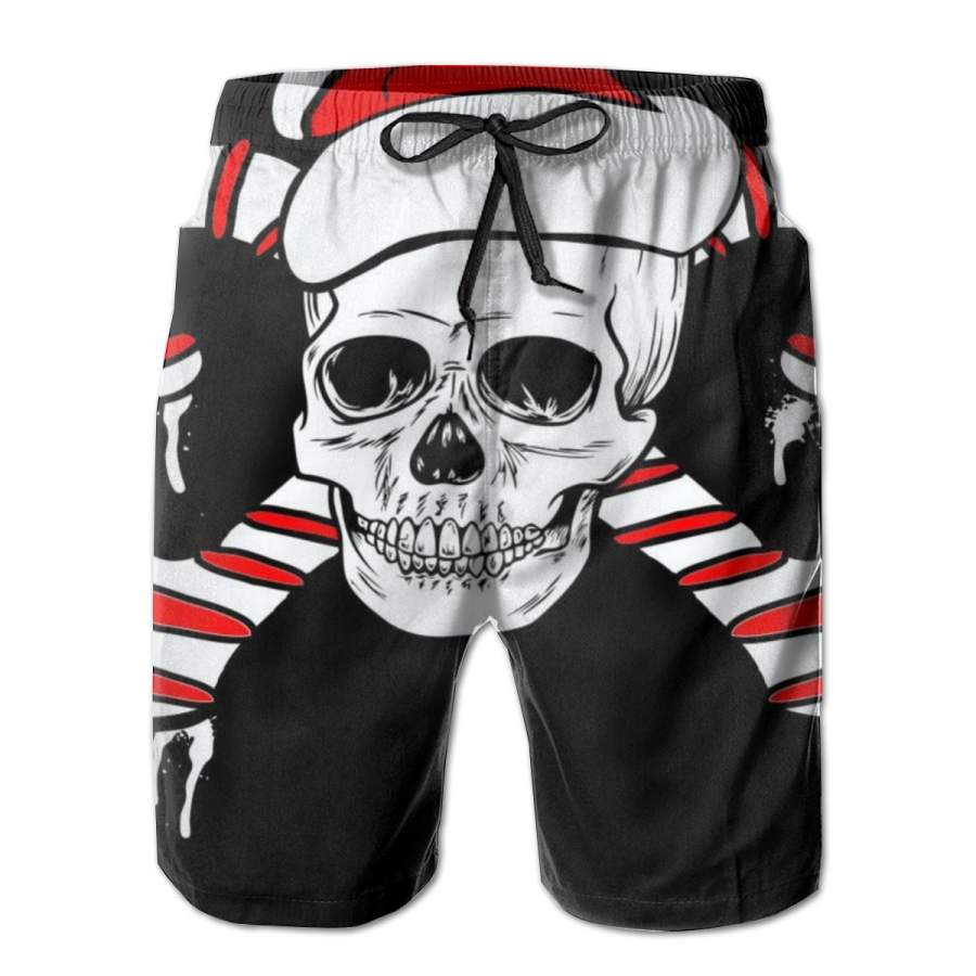 2 Pack Candy Cane Skull Horizontal Poster Men Swim Trunks Drawstring Elastic Waist Quick Dry Beach Shorts with Mesh Lining Swimwear Bathing Suits