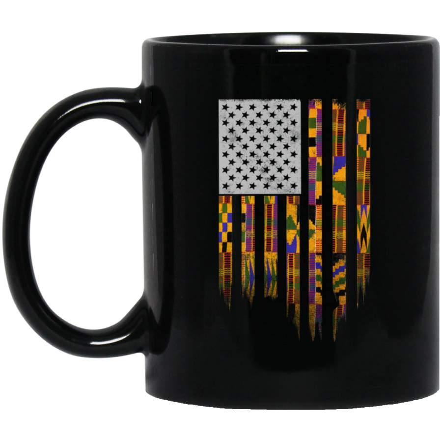 African American Coffee Mug American Flag 11oz – 15oz Black Mug