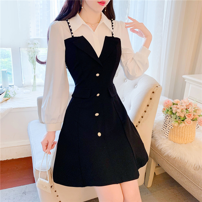 SWEETXUE Women’s Shirt Dress 2022 French Fashion Designer Lapel Patchwork Long Sleeve Elegant OL Chic Dresses Vestidos alx