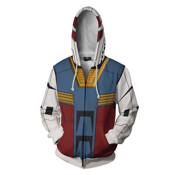 Mobile Suit Gundam Hoodies Gundam Zip Up Hoodie With Pockets