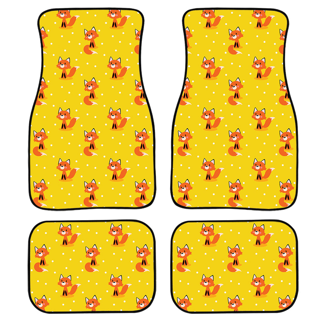 Cartoon Fox Pattern Print Front And Back Car Floor Mats, Front Car Mat