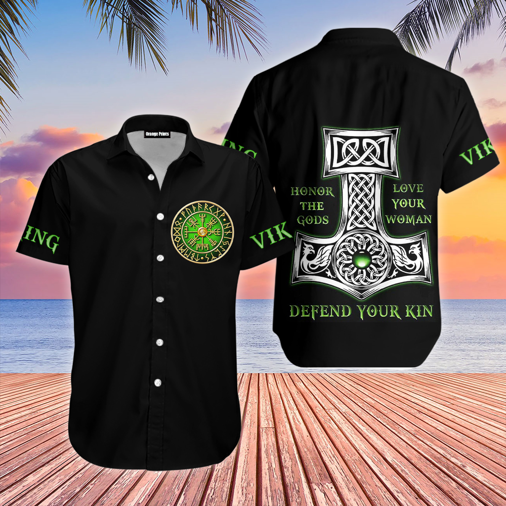 Green Vikings Art Hawaii Shirt For Men And Women Ha35667