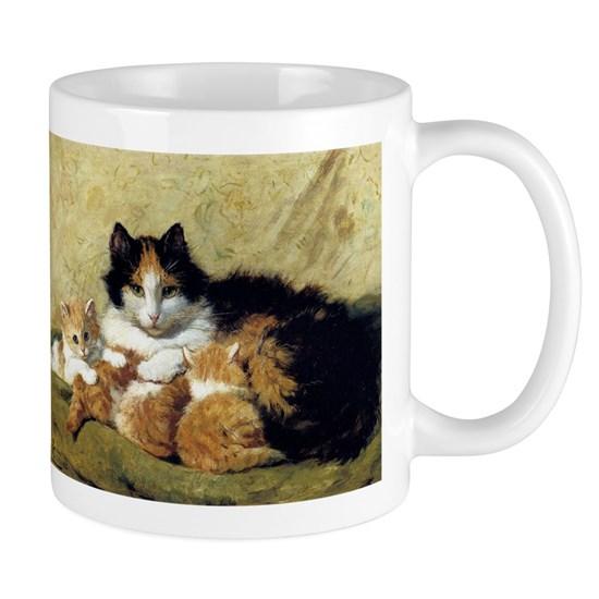 Mother Cat And Kittens, Vintage Art Mug